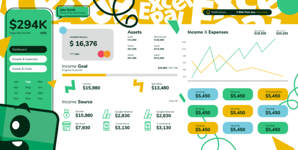 Personal Finance Dashboard Template by Excelpal